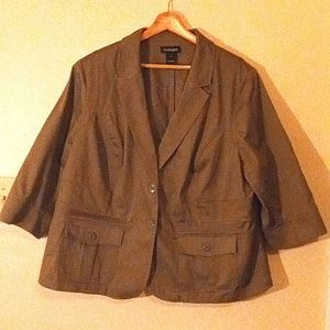 LANE BRYANT Khaki 3/4 Sleeve Blazer